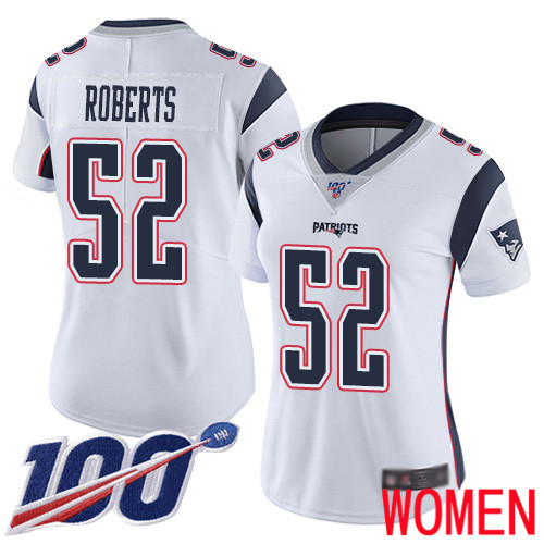 New England Patriots Football 52 100th Limited White Women Elandon Roberts Road NFL Jersey